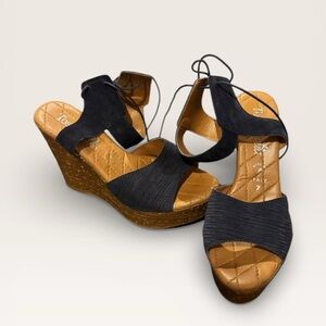 Navy Wedge Sandals